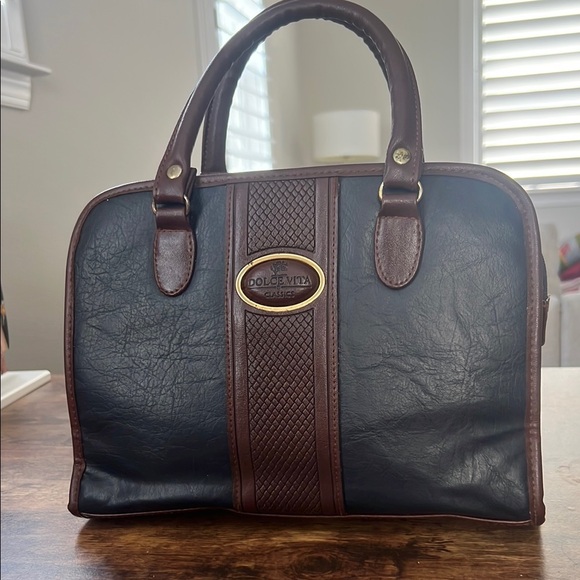 Dolce Vita Handbags - Dolce Vita Navy and Brown Textured Jackson Handbag